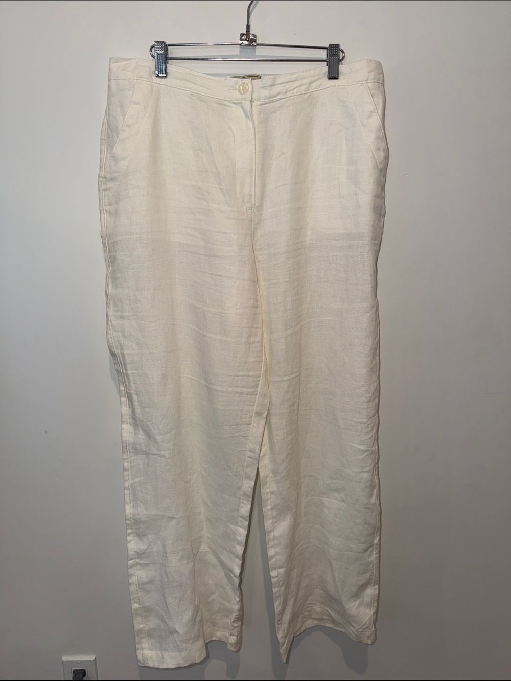 L.L. Bean White Linen Pants Women's Size 16
